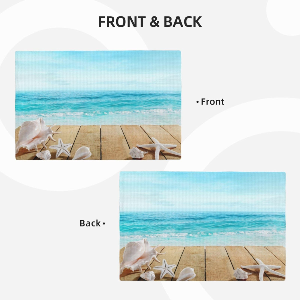 Seashells Placemats Set of 4 Wooden Boardwald Sunshine Vacations Beach Theme Reusable Linen Table Mats Wipeable Rectangle Place Mats for Home Kitchen Dining Decoration 12x18 Inch