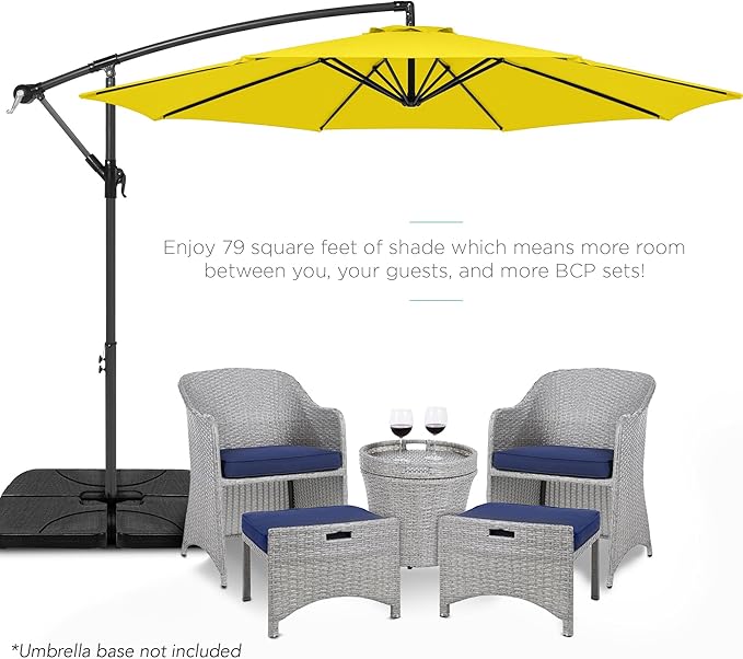 Best Choice Products 10ft Offset Cantilever Hanging Market Patio Umbrella, 8 Sturdy Ribs, Easy Adjustment - Yellow