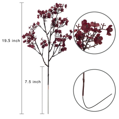 maoodoo Babys Breath 8 Bundle Real Touch Artificial Flowers Fake Silk Flower Gypsophila Wedding Party Decoration Home Decor(Burgundy)
