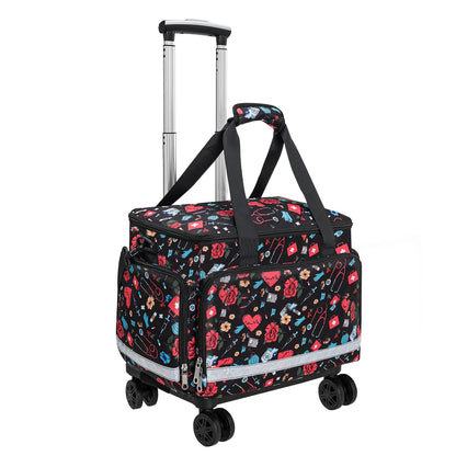 Medical Bag Rolling Roller Bag Trolley Duffel Nurses EMT CNA RN Empty for First Aid Responder Home Health Care Nursing Student Roll Duffle Bag Carry on Wheels Work Physicians Doctor