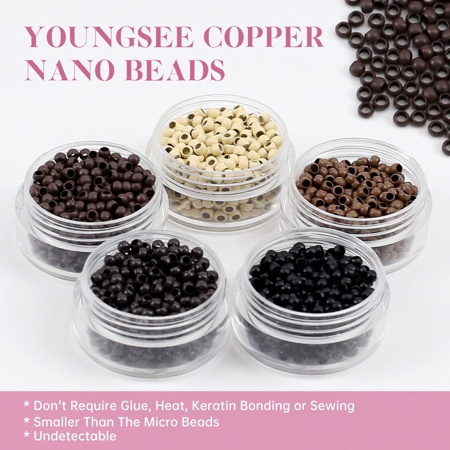 YoungSee Nano Beads Hair Extensions Blonde 14inch Nano Hair Extensions Warm Ash Blonde Highlights Bleach Blonde Nano Ring Hair Extension Highlight for Women Cold Fusion Short Straight 50s 50g