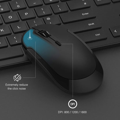 seenda Wireless Keyboard and Mouse Set, SK38 Ultra Slim Quiet USB Wireless Keyboard and Mouse Full Size QWERTY UK Layout with Numeric Keypad for Windows PC, Laptop, Computer, Black
