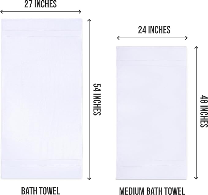 Utopia Towels 6 Pack Medium Bath Towel Set, 24 by 48 Inches, 500 GSM 100% Ring