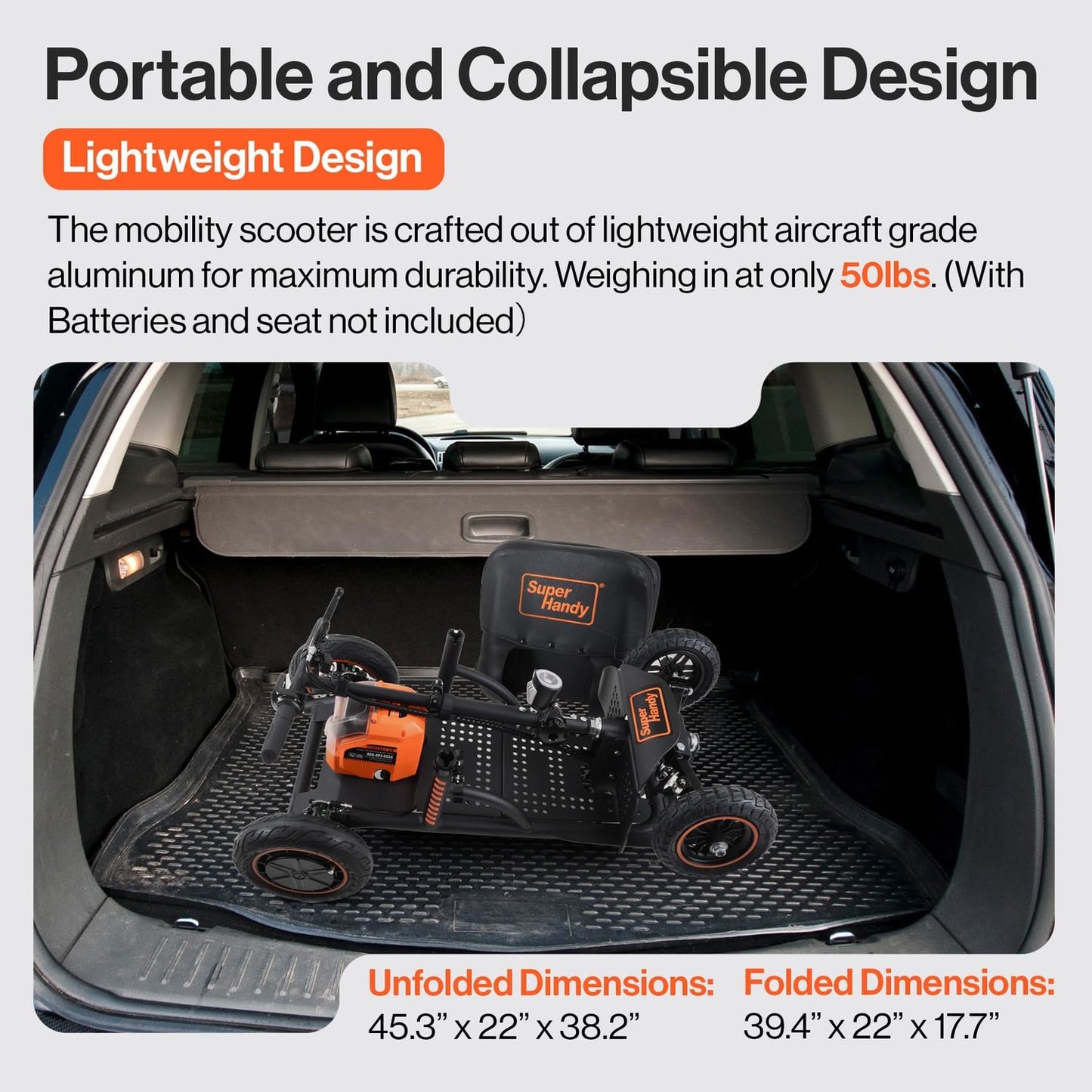 SuperHandy Mobility Scooter Explorer – 4 Wheels & GoRise FS Electric Floor to Stand Lift, 500 Lbs Capacity, Standing Assistance [Bundle Deal]