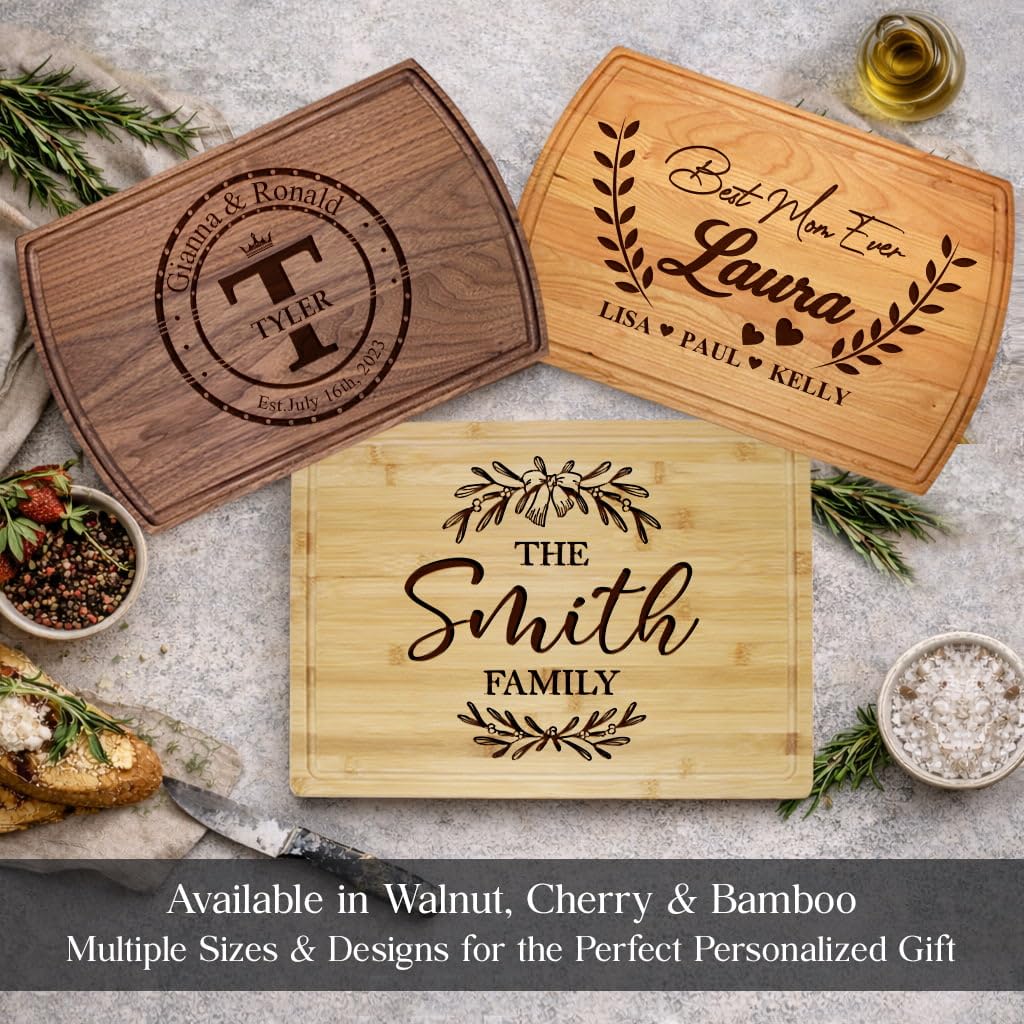 Tayfus Personalized Cutting Board, Custom Engraved Wood Charcuterie Board - Unique Gift Idea for Wedding, Engagement, Bridal Shower, Anniversary & Housewarming - For Couples, Parents & Family