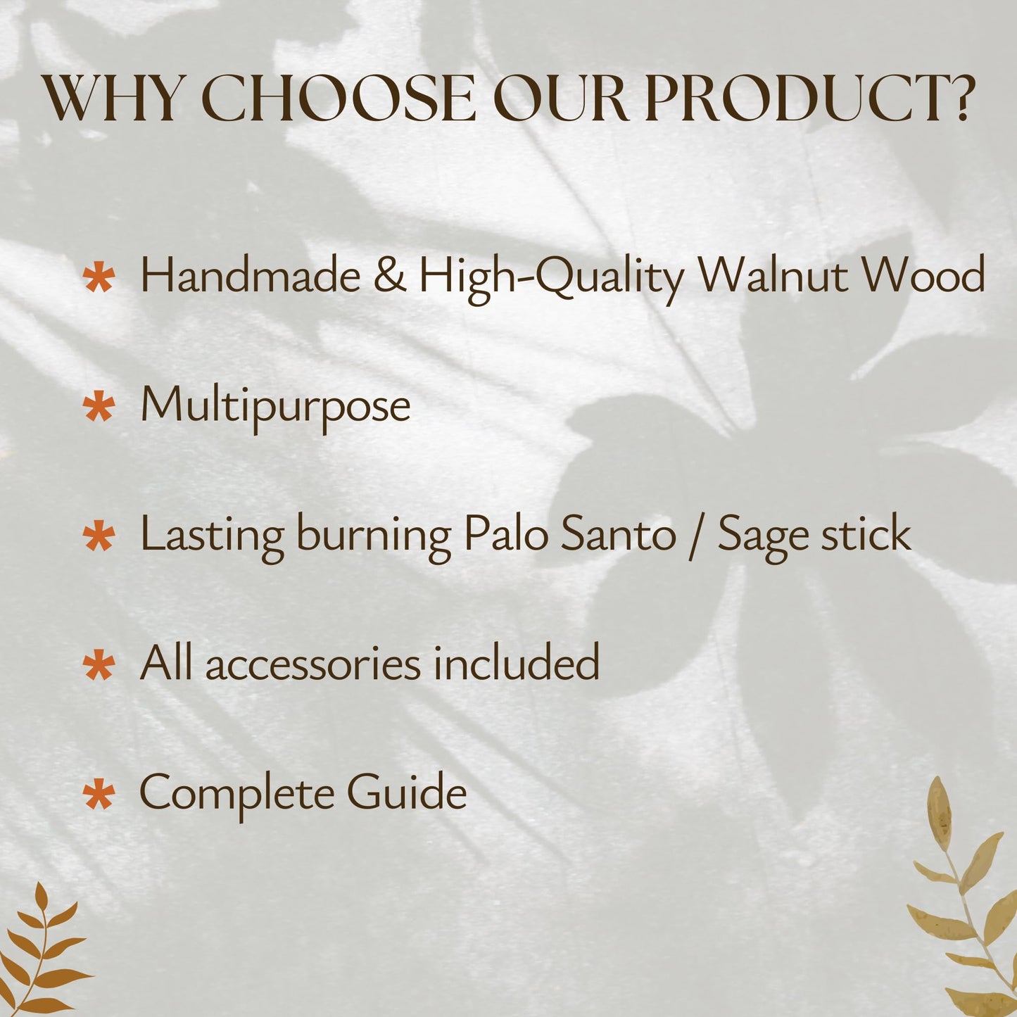 PLEARTY 4 in 1 Walnut Wood Palo Santo Holder Hand-Crafted Incense Sticks Holder for Burning Sage with Booklet The Most Complete Palo Santo Holder for Your Meditation Room Home Decor Gift