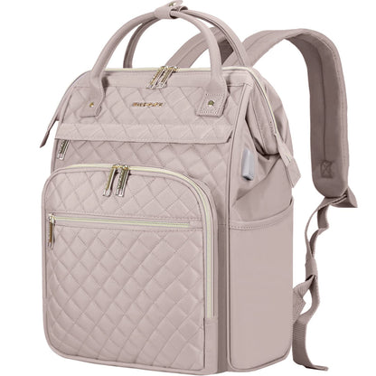 EMPSIGN Laptop Backpack Women 17 Inch, Large Laptop Rucksack Wide Open, College School Backpack with USB Charging Port, Water Repellent Travel Business Work Bag Computer Bookbag for Men, Dusty Pink