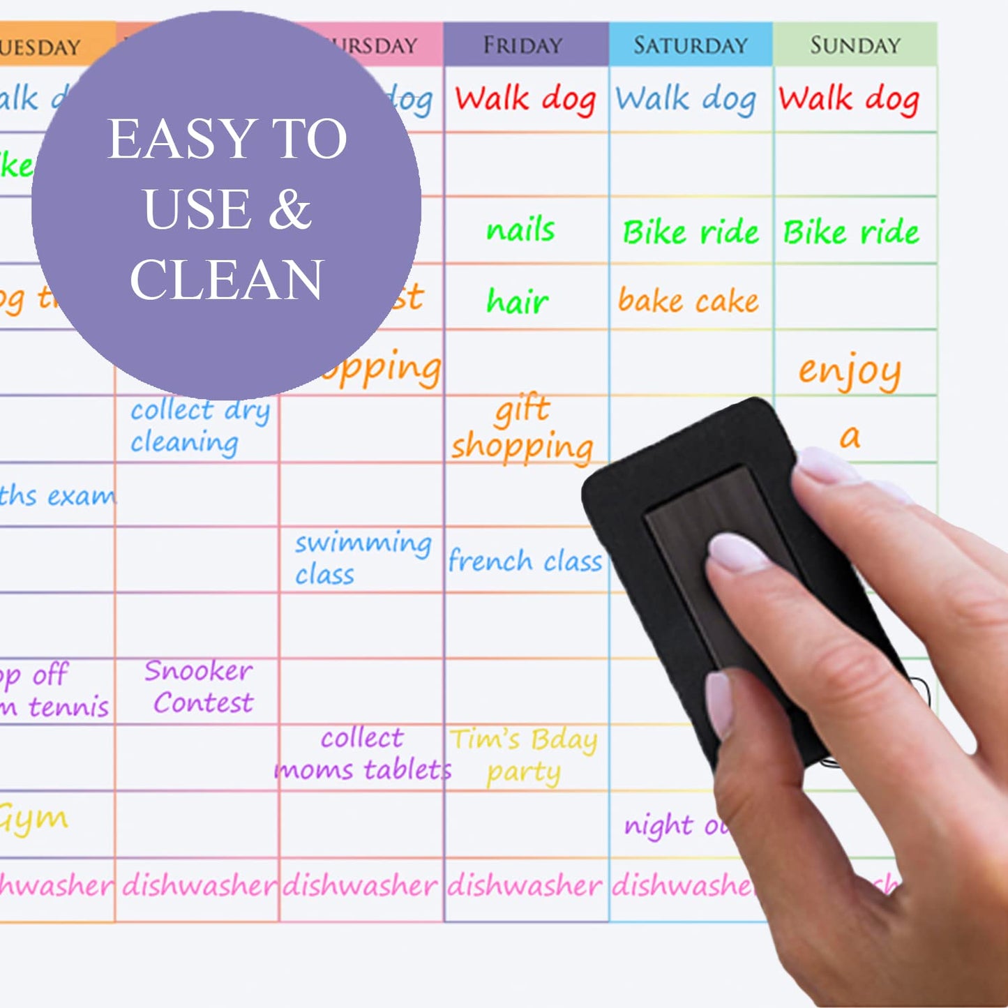 Weekly Magnetic Whiteboard for your Fridge - Family Organiser, Meal Chart, Shopping List - Student Planner, Business Notice Board, 8 Marker Pens & Eraser with Magnet & Gift Box Included, 11.7 x 16.5in