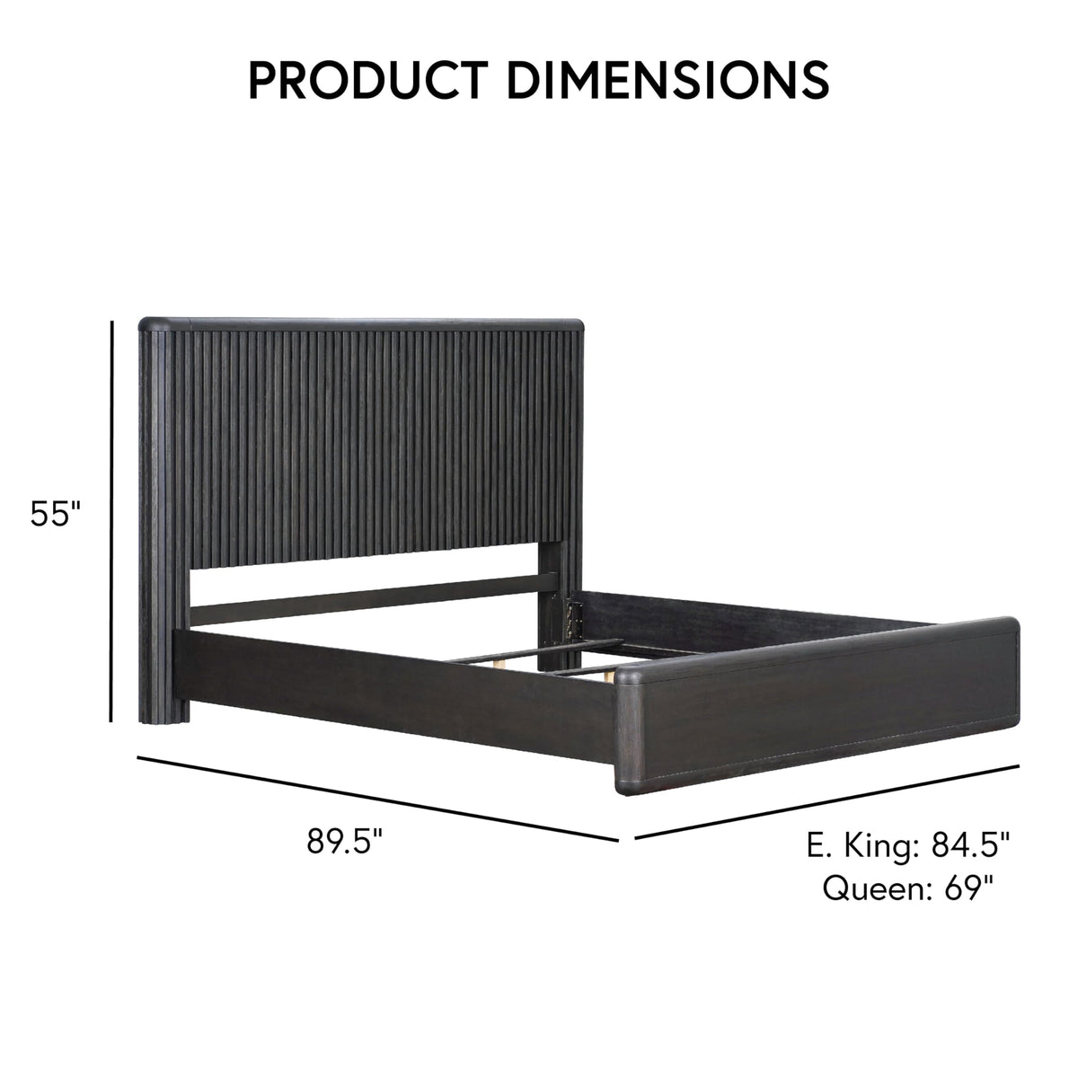 Furniture of America Elizea Modern Contemporary Solid Wood 5-Piece Queen Panel Bedroom Set with USB Ports, Fluted Headboard and Dust-Proof Case, Box Spring Needed, Black