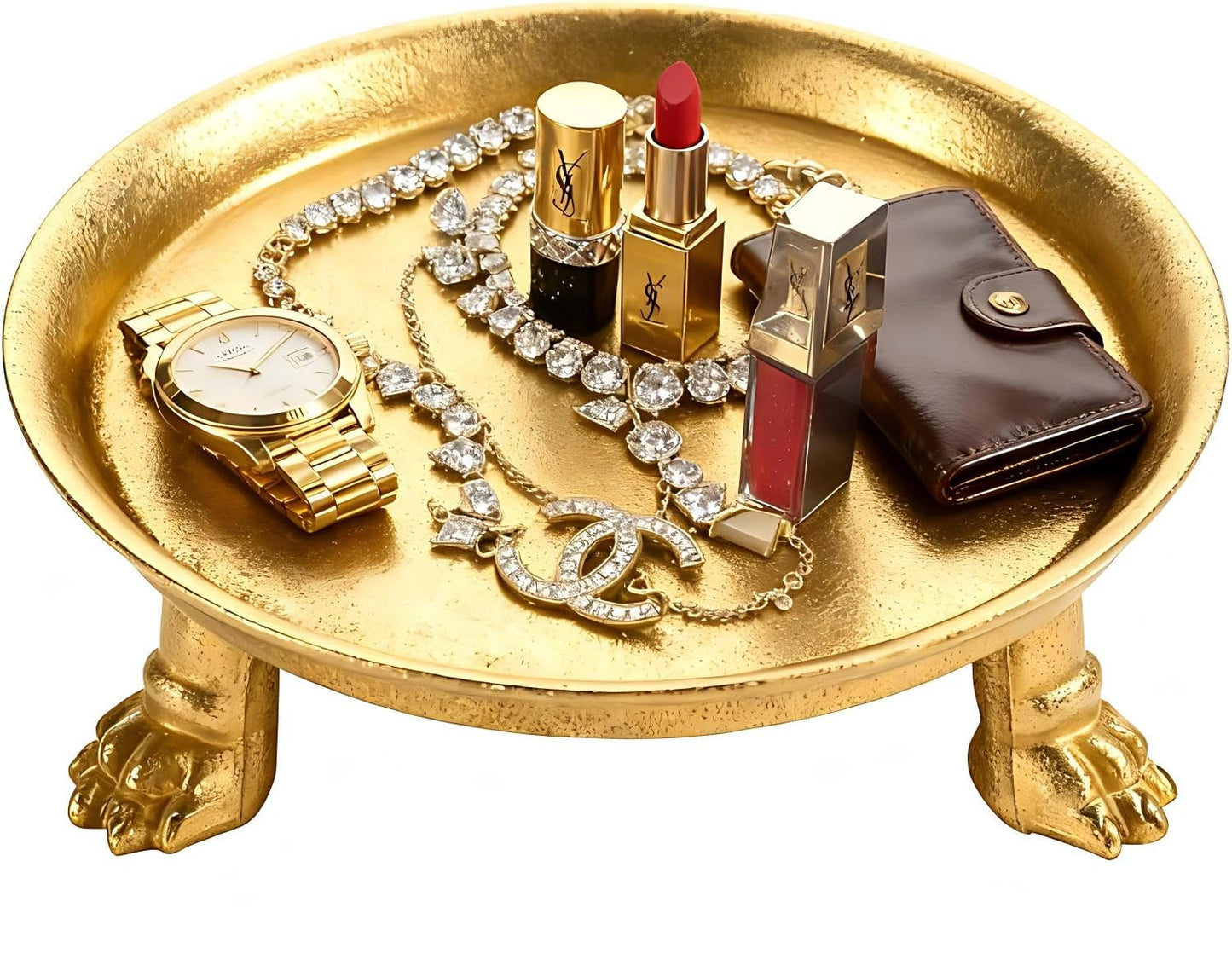 khtumeware 4.5 Inch 100% Solid Brass Clawfoot Candle Dish - Antique Pedestal Dish - Candle Holder - Jewelry Holder - Perfect for Wax Candles, Rings, and Trinkets