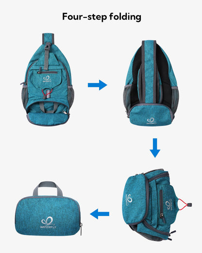 Waterfly Packable Small Crossbody Sling Backpack Foldable Shoulder Chest Bag Daypack for Hiking Traveling Men Women