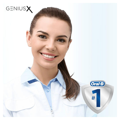 Oral-B Genius X with Artificial Intelligence Blush Pink Electric Toothbrush, 1 Toothbrush Head, 6 Modes, Gum Pressure Sensor, USB Charging Travel Case, UK 2 Pin Plug, Gift for Men/Women
