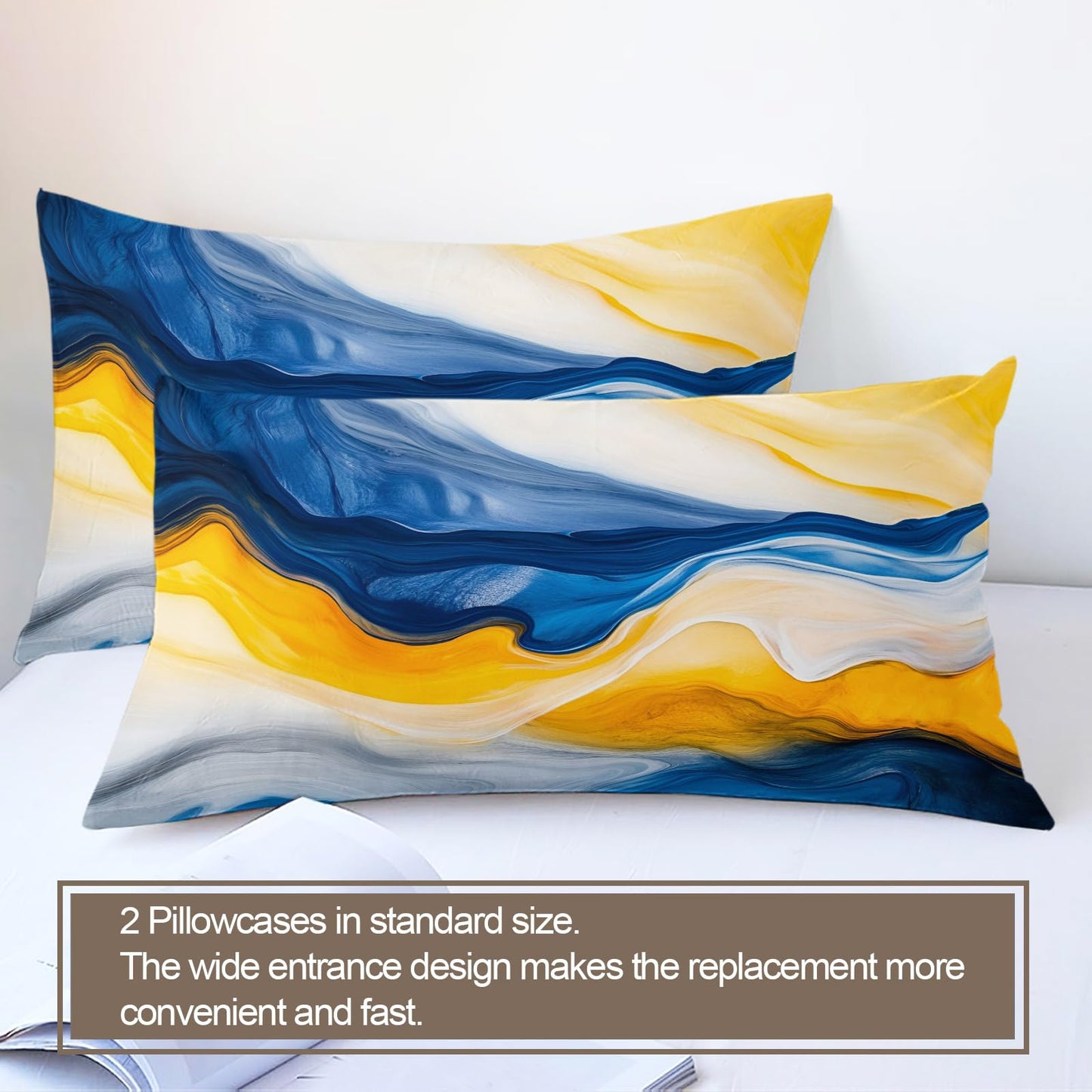 Twin Size Duvet Cover Abstract Fluid Print Duvet Cover Abstract Art Comforter Cover Modern Waves Bedding Kids Room Bedding Decor (Reversible Printing)