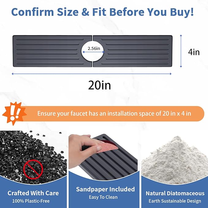 Kitchen Faucet Mat, Diatomite Sink Faucet Mat Splash Guard