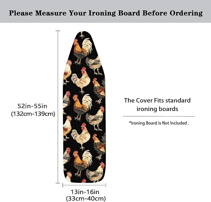 Roosters Pattern Ironing Board Cover and Pad Resist Scorching Cover