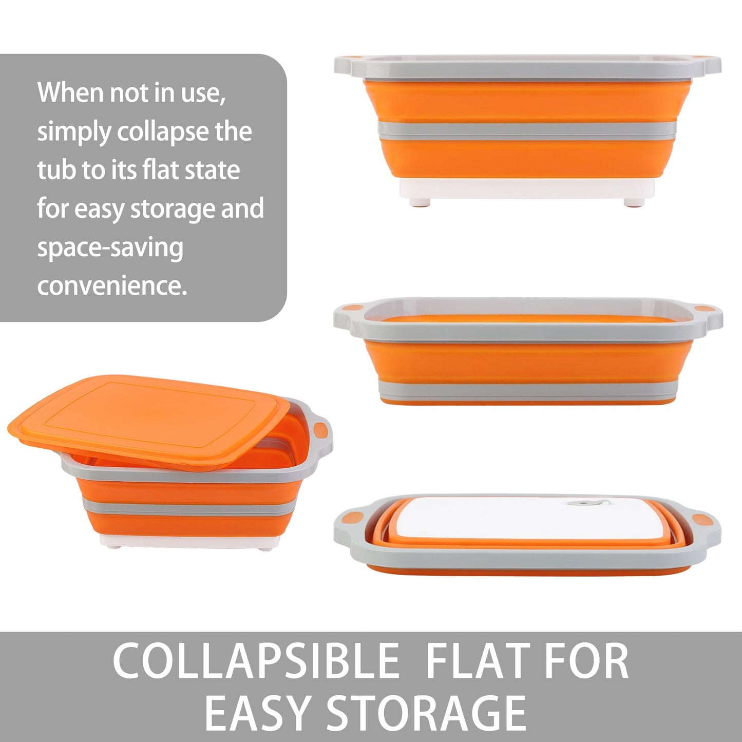 Tiawudi Large Collapsible BBQ Prep Tub with Lid(4.22 Gal/16L), Foldable Camping Sink with Colander, Cutting Board, Dish Basin for Kitchen, Bowl, Vegetable and Fruit, Storage Basket for Picnic
