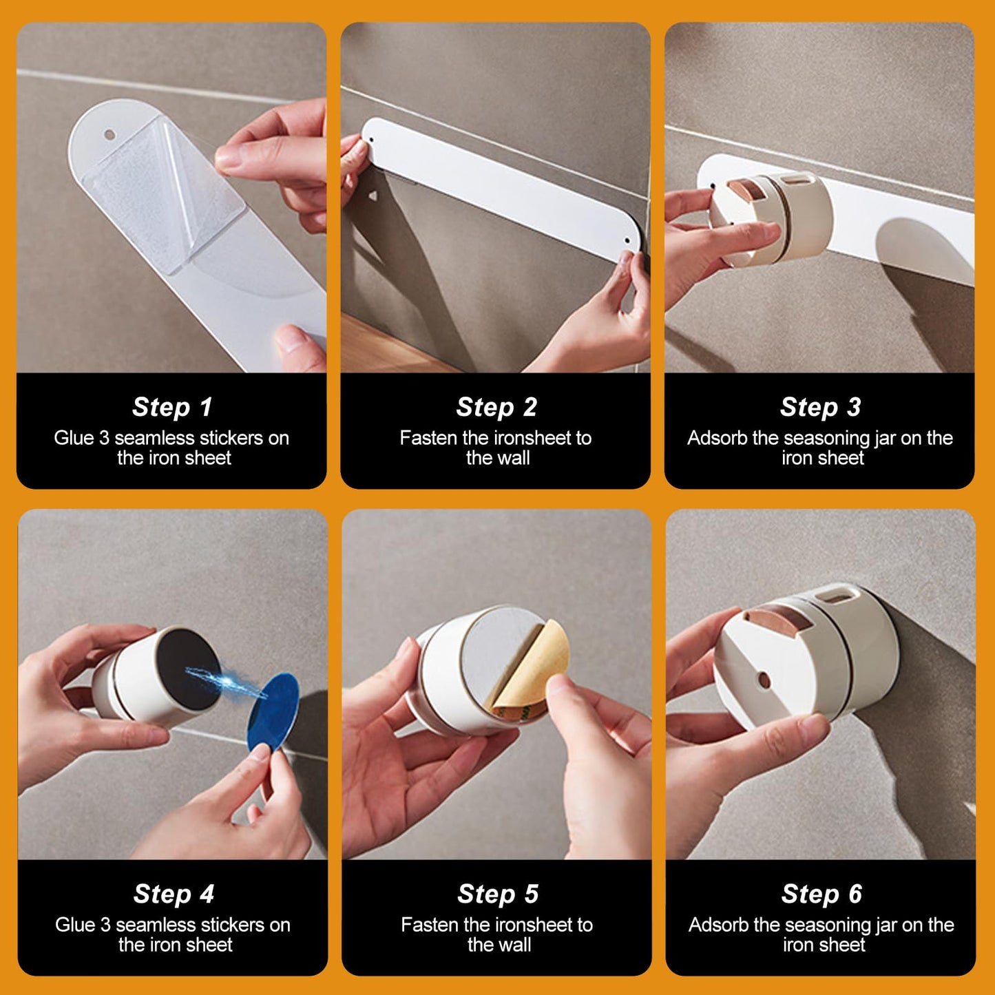 6 PCS Magnetic Salt and Pepper Shaker Set with Dosing Button - Moisture-Proof Plastic Spice Dispenser Bottles for Kitchen, Travel, BBQ, and Outdoor Use