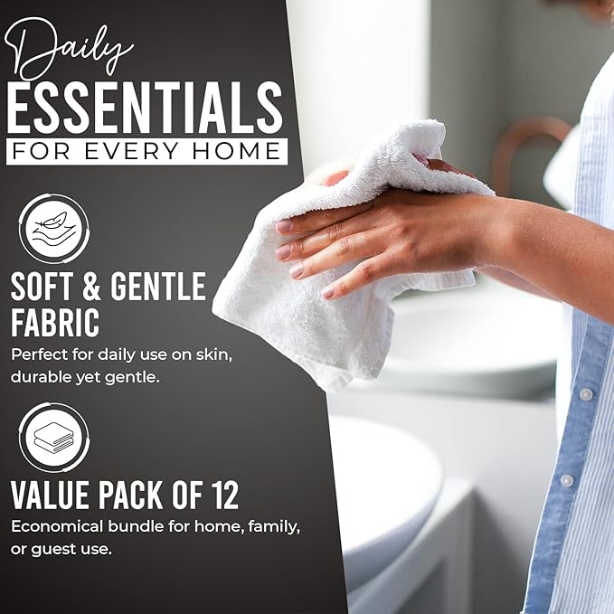 DAN RIVER 12 Pack Wash Cloths for Showering