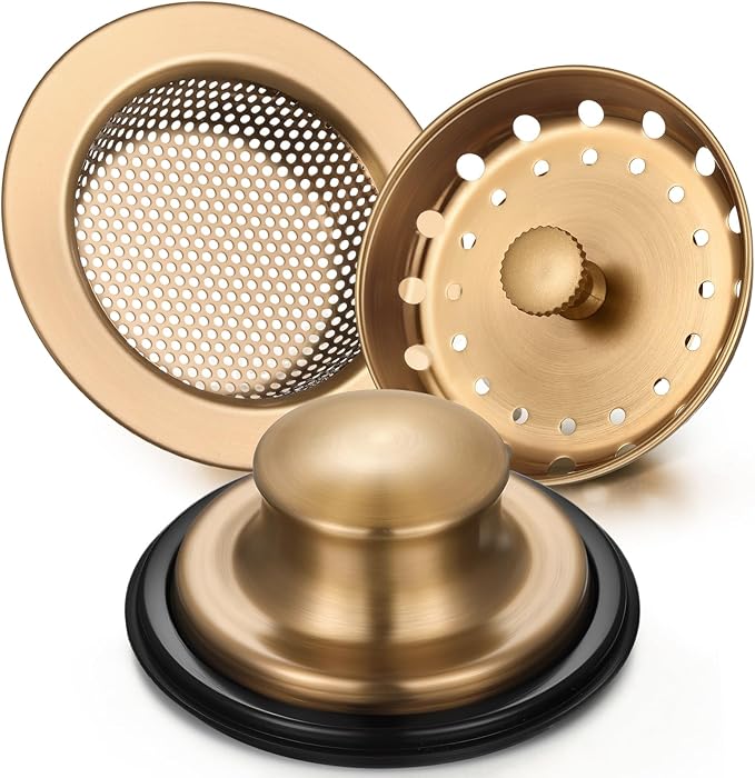Mudder 3 Pcs Kitchen Sink Drain Strainer and Stopper Stainless Steel Garbage