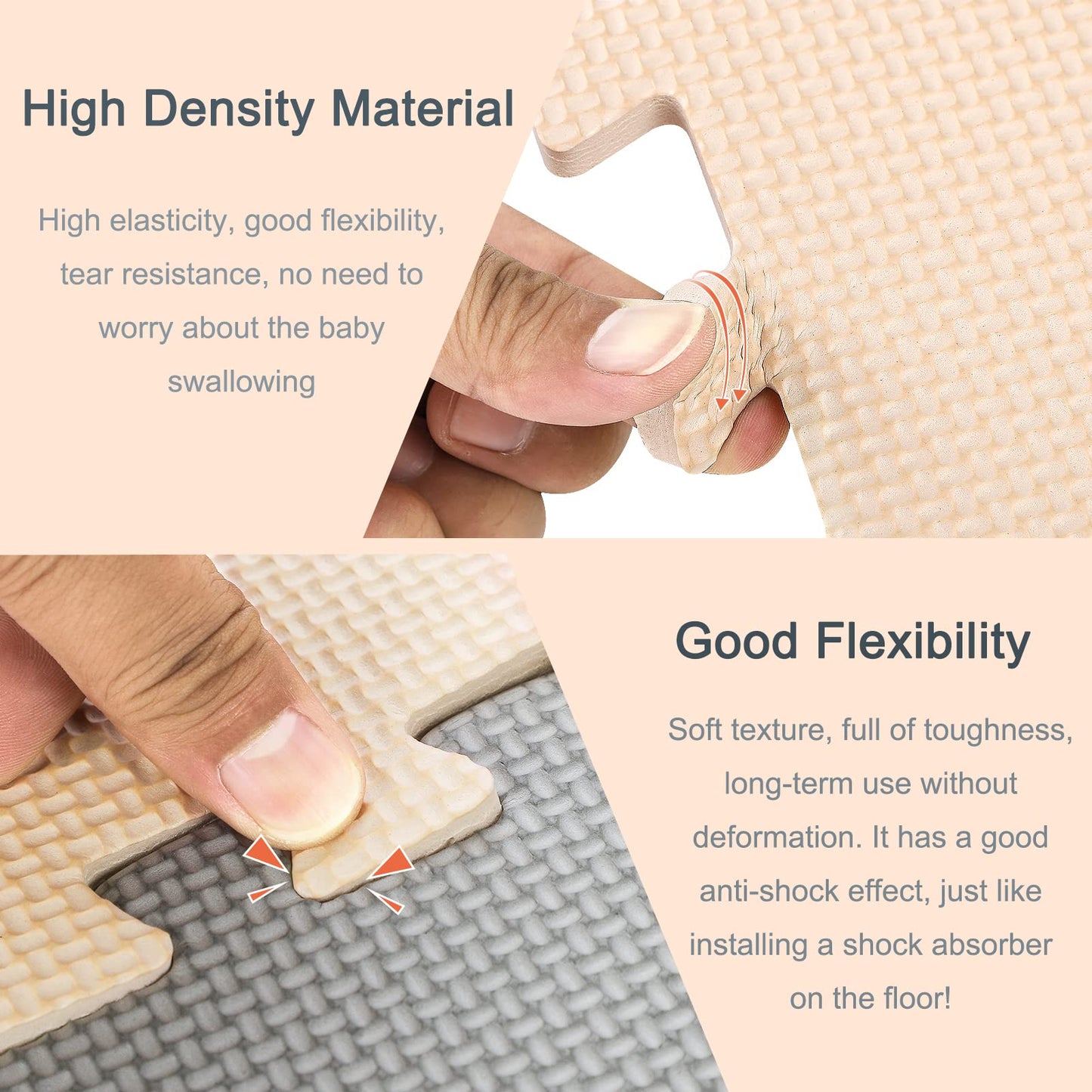 YORKING 20Pcs Foam Baby Play Mats 30x30x1cm EVA Baby Floor Tiles Thick Soft Floor Interlocking Mat Waterproof High-Resilience Foam Floor Puzzle Mat for Children's Play and Crawl (Grey and Rice-White)