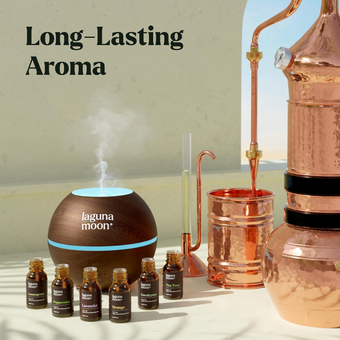 Lagunamoon Essential Oils Christmas Set - 6 Oils for Diffusers, Home Care, Candle Making Scents, Fragrance, Aromatherapy, Humidifiers, Gifts - Peppermint, Tea Tree, Lavender, Eucalyptus, Orange (10mL)