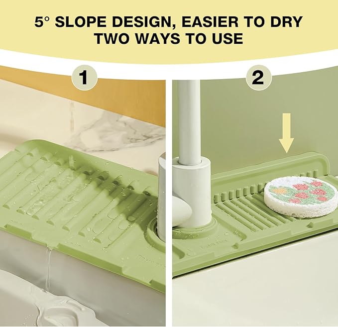 Faucet Mat for Kitchen Sink – Adjustable Silicone Sink Splash Guard