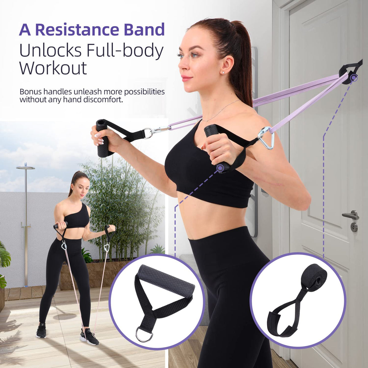 Resistance Bands for Working Out Women, Sportneer 5-130lb Exercise Bands 5 Levels Pull Up Bands with Handles & Door Anchor - Resistance Bands for Physical Therapy Stretching & Resistance Training