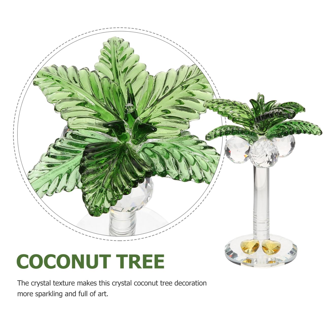 jojofuny Crystal Coconut Tree Ornament 3.93In Artificial Palm Tree Figurine Decorative Collectible Artwork for Home Office Desktop Decor