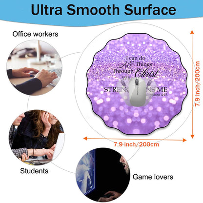 Pen Holder and Anti-Slip Mouse Pad Combination, Makeup Brush Storage Box, Tableware Storage Box, Suitable for Office and Home - Purple Glitter Quote Philippians 4-13