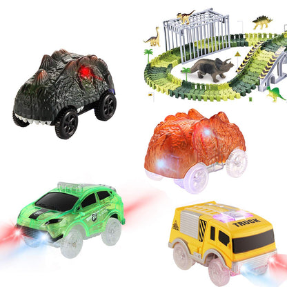 Replacement Cars for Magic Glow in the Dark Tracks - Racing Car Accessories with Flashing LED Lights, Compatible with Most Tracks for Kids Boys and Girls (4 Pack)