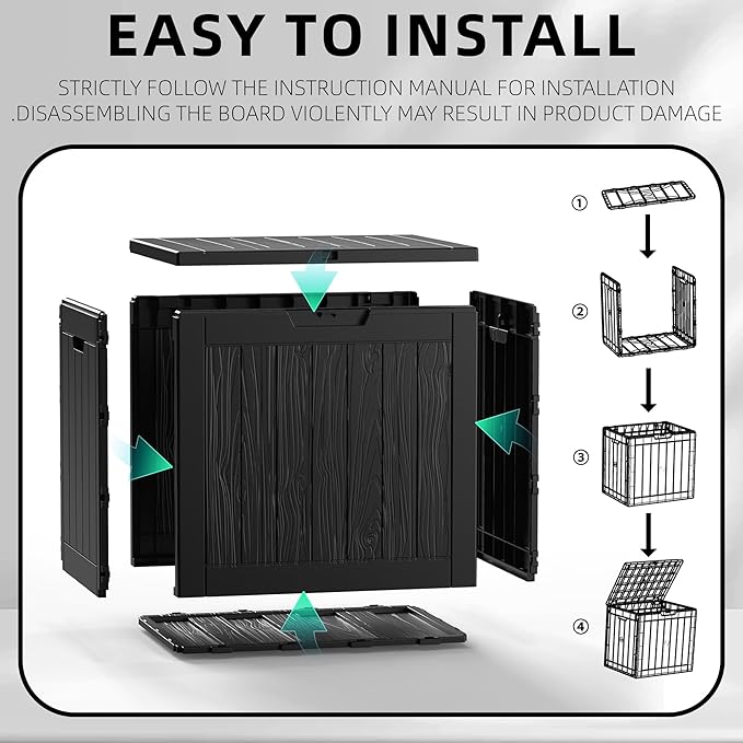 ROJIK 31 Gallon Outdoor Storage Box,Deck Box - Waterproof Patio Furniture, Garden Tools, Cushions, Pool Accessories Storage Bench with Lockable Lid and Side Handles (Black)