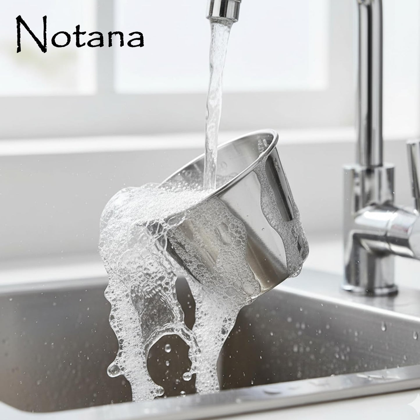 Notana Smooth Stainless Steel Round Cup - 2.5 oz Metal Sauce Cup Set - Stainless Steel Ramekin for Kitchen Use, Restaurant Stainless Sauce and Dipping Cup 12 Pack