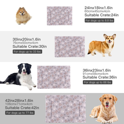 BVAGSS Dog Bed Mat,Reversible Dog Crate Pad, Memory Foam Dog Beds, Soft Warm Pet Cushion for Small Medium Dogs, Washable Pet Sleeping Mattress Kennel Bed Pad XH079 (76x50x4cm,Grey Paw)