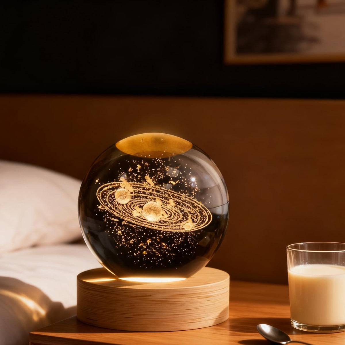 3D Solar System Crystal Ball, 2.4inch Universe Gifts Decorative Quartz Glass Ball, Space Laser Engraved Model Astronomy Decor, Paperweight Physics Display Sculpture Home Decor Crafts for Friends