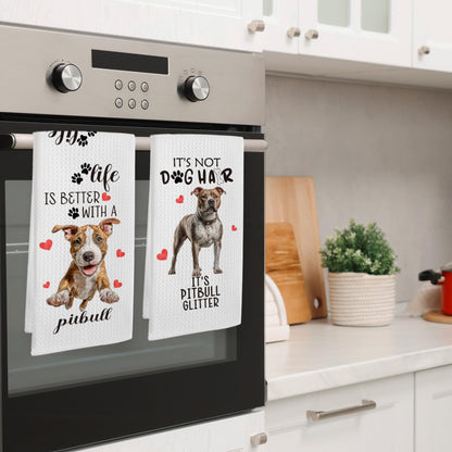 EGBTL Pitbull Gifts Kitchen Towels Set of 2, Funny Dog Hand Towels for Kitchen Bathroom Decor, Dog for Pitbull Dogs Lovers Owners Women Men Dishcloths Dish Towel 16X24 Inches