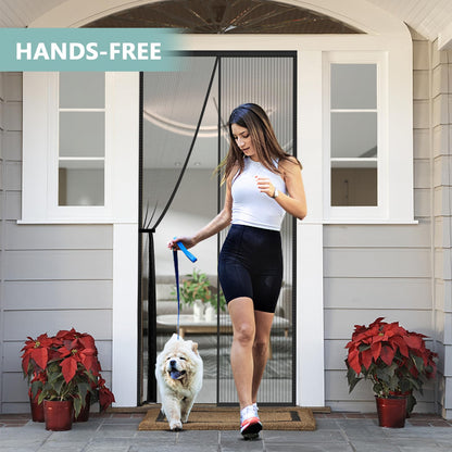 Magnetic Door Screen 90 x 210 cm, SMALUCK Heavy Duty Fly Door Screen Mesh with Powerful Magnets, Durable Mesh Curtains Keeps Bugs Out, Frame Hook & Loop, Kid and Pet Friendly