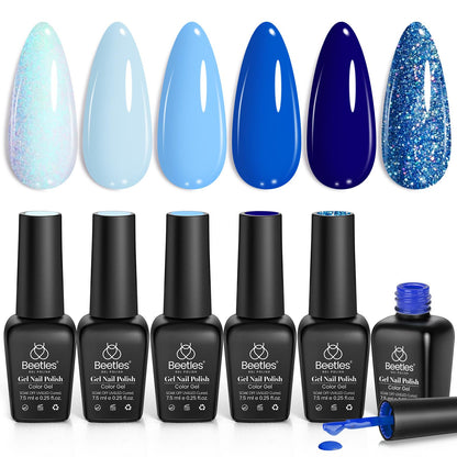 Beetles Jelly Gel Nail Polish Set, 6 Colors Milky White Nude Pink Brown Sheer Gel Polish Kit Nail Concealer Translucent Effect Soak Off Uv French Nail Art Gift for Women Ultimate Monochrome Collection