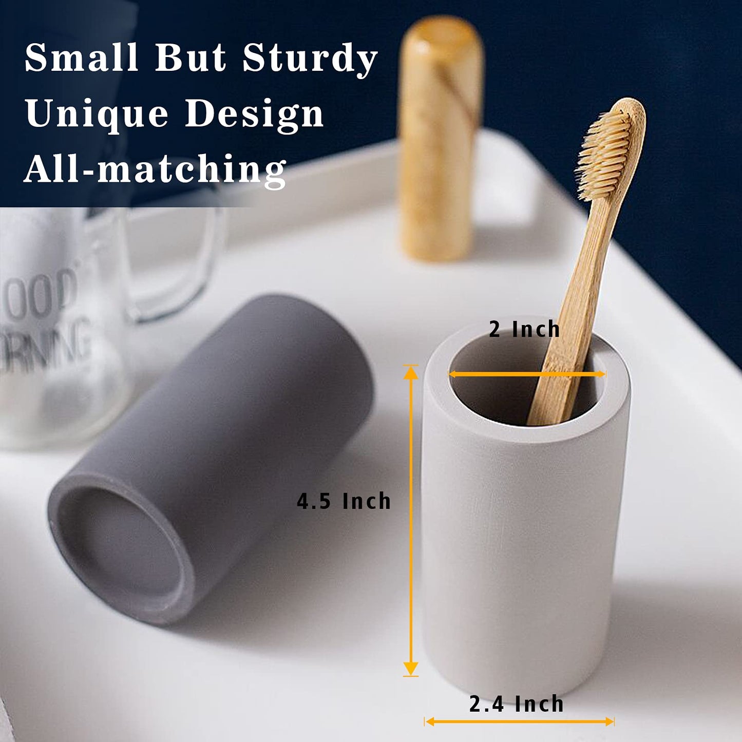 GRUISE Black Toothbrush Holder for Bathroom, Water Absorption Fast Drying Diatomite Toothbrush Holders for Electric Toothbrush Toothpaste Shaver Razor (Black+3covers)