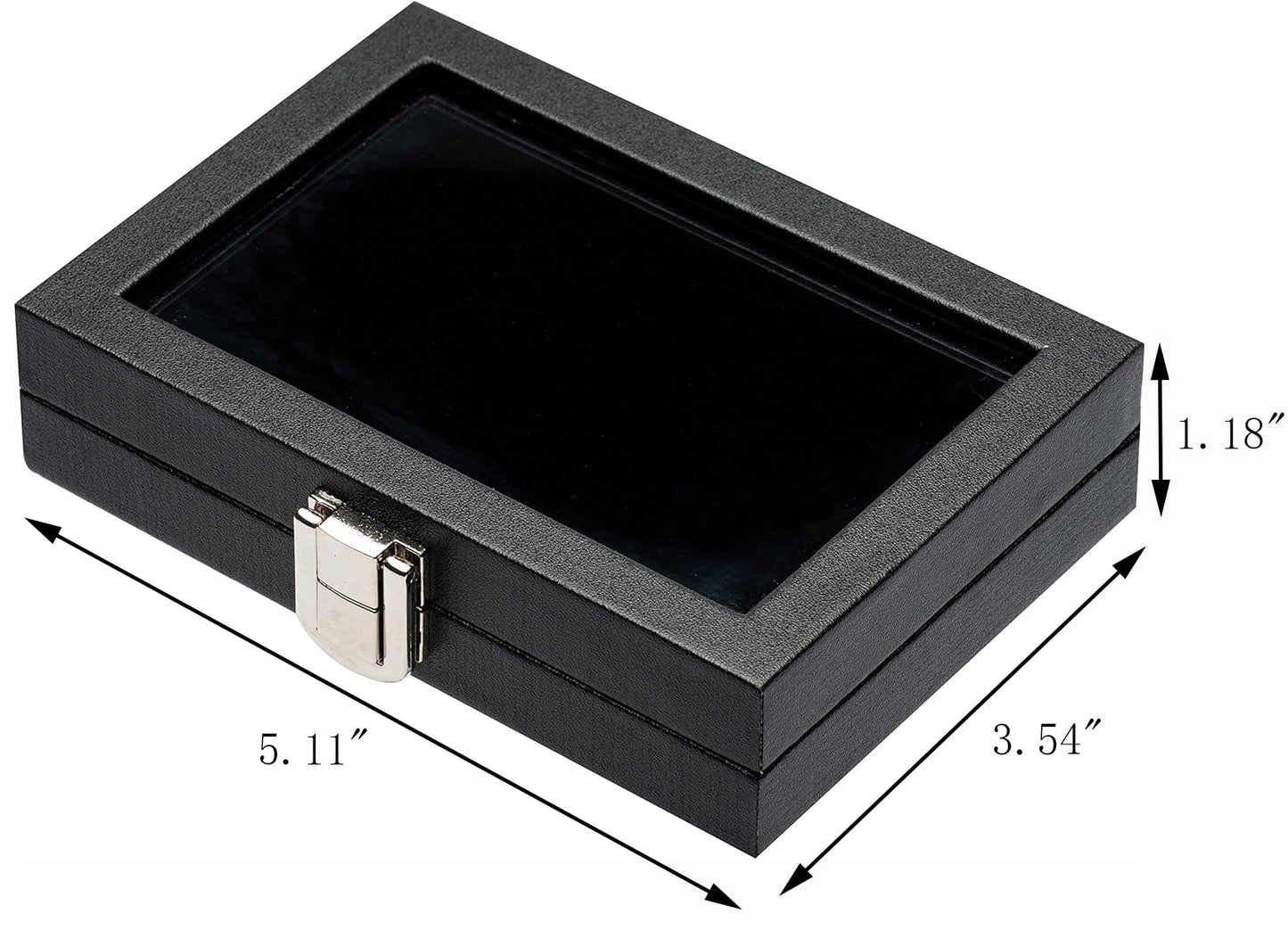 Giftop Jewelry Display Case Tempered Glass Top Lid Black Leatherette,Gemstone Display Case Jewelry Storage Box with Metal Clasp (Small)