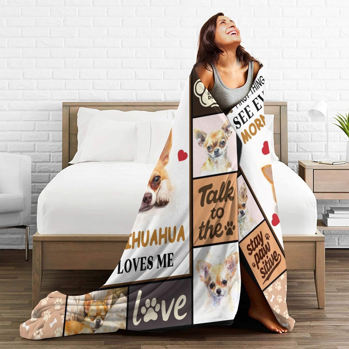 Lovira Chihuahua Throw Blanket Dog Print Blankets Gifts for Couch Sofa Bed Stuff Decor Lightweight Soft Cozy Fleece Plush Warm Flannel Bedding for Lover Men Women 40"x50"