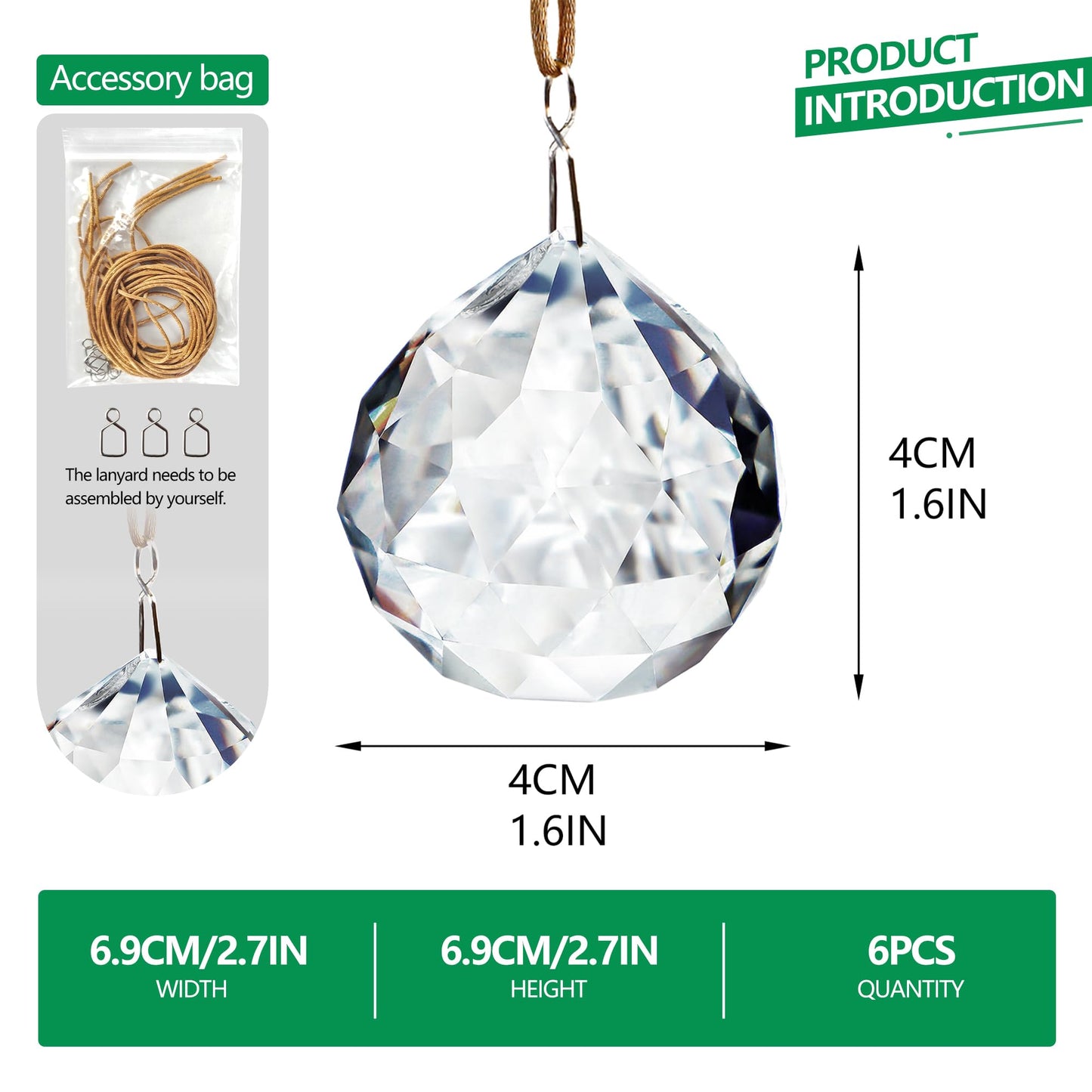 LOULIQIGIFT 40mm Crystal Ball Sun Catcher Prisms for Tree (6pcs)
