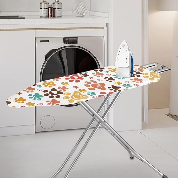 ZDCUSTOM Multicolor Dog Paw Print Ironing Board Cover 15x54 Replacement Iron
