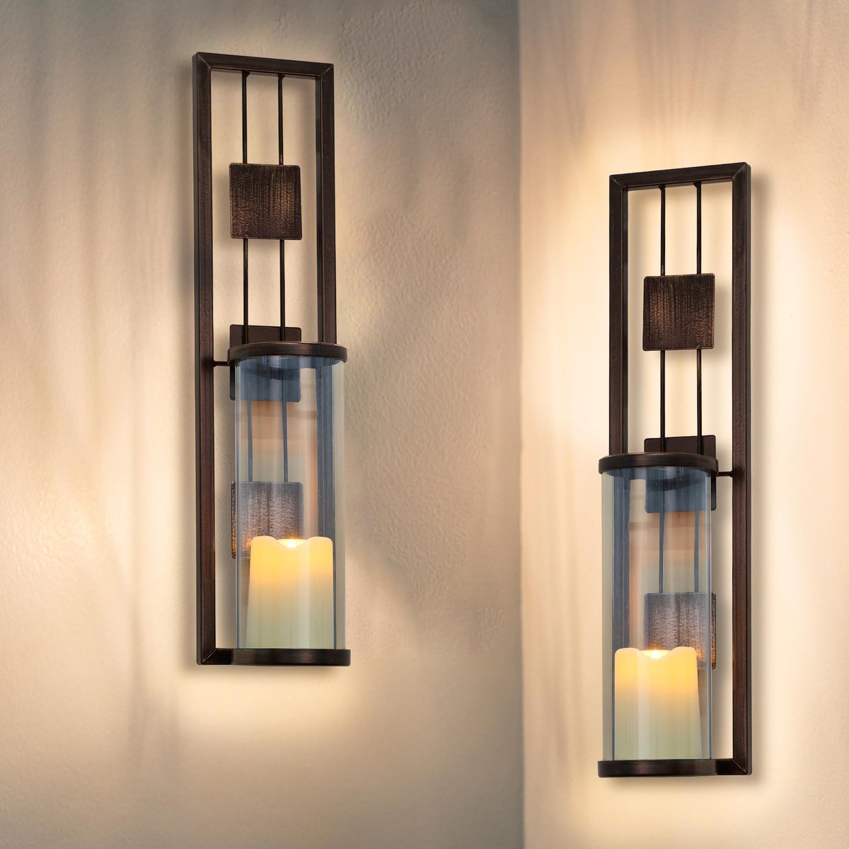 Shelving Solution Wall Sconce Candle Holder Metal Wall Decorations for Living Room, Bathroom, Dining Room, Set of 2