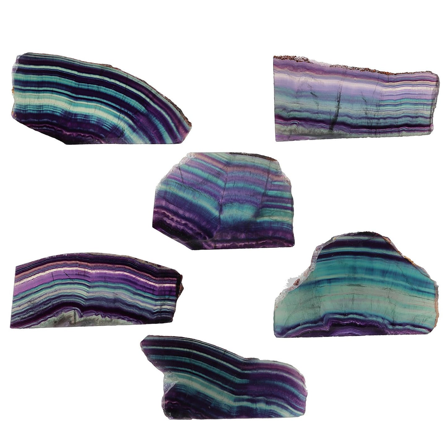 SUNYIK Natural Fluorite Slice with Wood Stand Irregular Fluorite Slab Stone Mineral Specimen Decor Display for Window Home Office