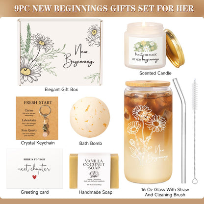 New Beginnings Gift Box for Women, Farewell Goodbye Gifts for Coworkers Leaving Job, Going Away Gifts for Friends, New Job Graduation Retirement Divorce Congratulations Gift for Women Her
