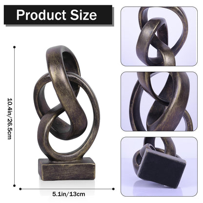 DOVDOV Abstract Bronze Rope Knot Statue, Geometric Decor, Living Room Coffee Table Bookshelf countertop Bronze Decor, Office Coffee Table entryway entryway Desktop Decor.