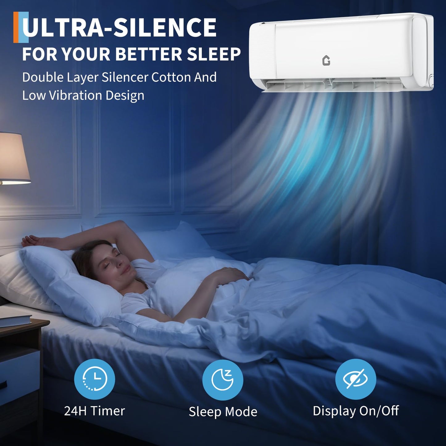 12,000 BTU Mini Split Air Conditioner & Heat Pump, 21 SEER2 Ductless Inverter, Smart WiFi, DIY Install Kit, Ultra-Quiet, Remote, 230V, Covers 750 Sq.ft, Energy Efficient, 5-Year Warranty