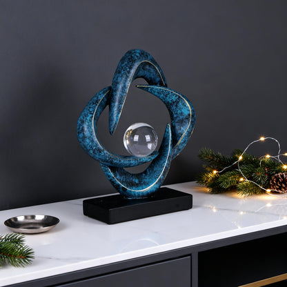 XYQXYQ Abstract Art Sculpture, Resin Gold Decorative Statue, Modern White Ornaments for Living Room, Decorativas Modernas for Coffee Table/Entryway/Office Collectibles (Blue&Gold)