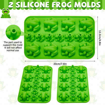 Tessco for you 2 Pieces Silicone Frog Chocolate Mold Halloween Candy Frog Shaped Passover Jelly Ice Tray Fun Gummy Animal Mold for Birthday Wizard Party Cake Decoration Kitchen Gift (Green)