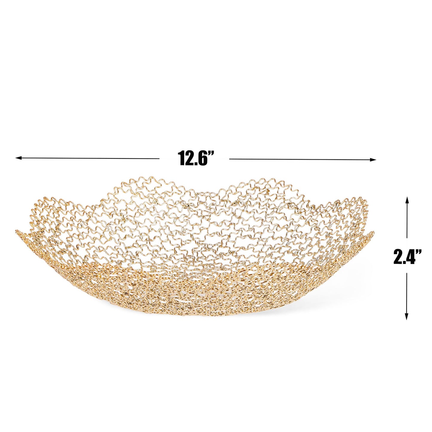 IBWell Decorative Dish for Home Decor and Centerpieces - Gold Vegetable Fruit Bowl Basket(Large) for Kitchen Counter， Table Centerpieces for Dining Room and Living Room Decor (Gold, Large)
